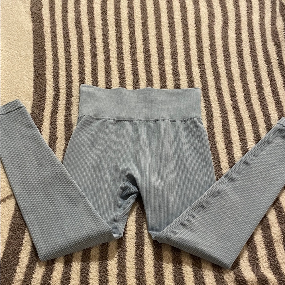 Aura Female Ribbed Grayish/Light Blue Leggings